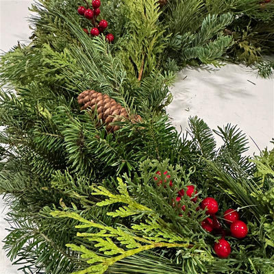 Handcrafted Holiday Wreaths - Berries/Pinecones