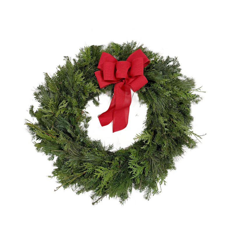 Handcrafted Holiday Wreaths - Red Bow